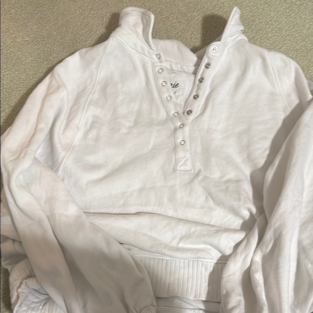 White Button-Up Sweatshirt